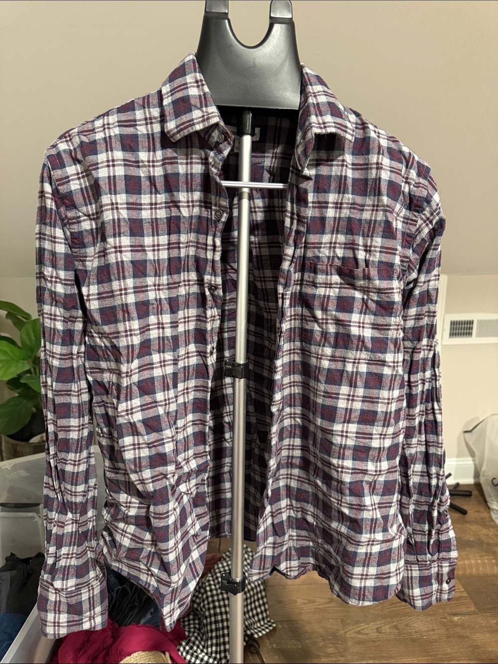 Peter Millar Men's Plaid Button-Down Shirt in White & Burgundy